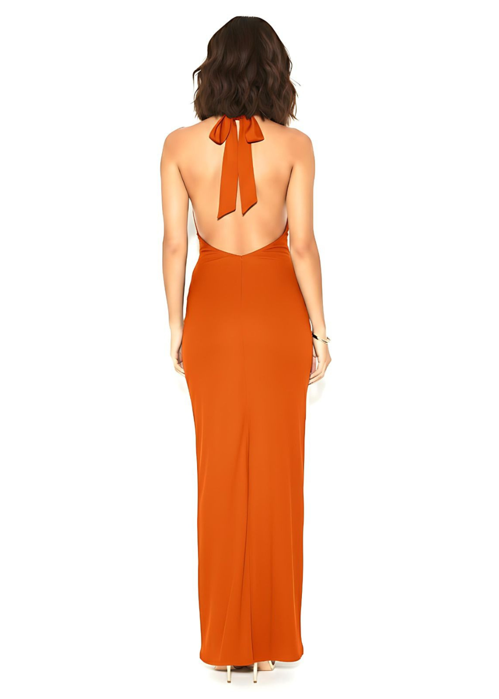 Rusty Backless Halter Hook Detail Maxi Dress
