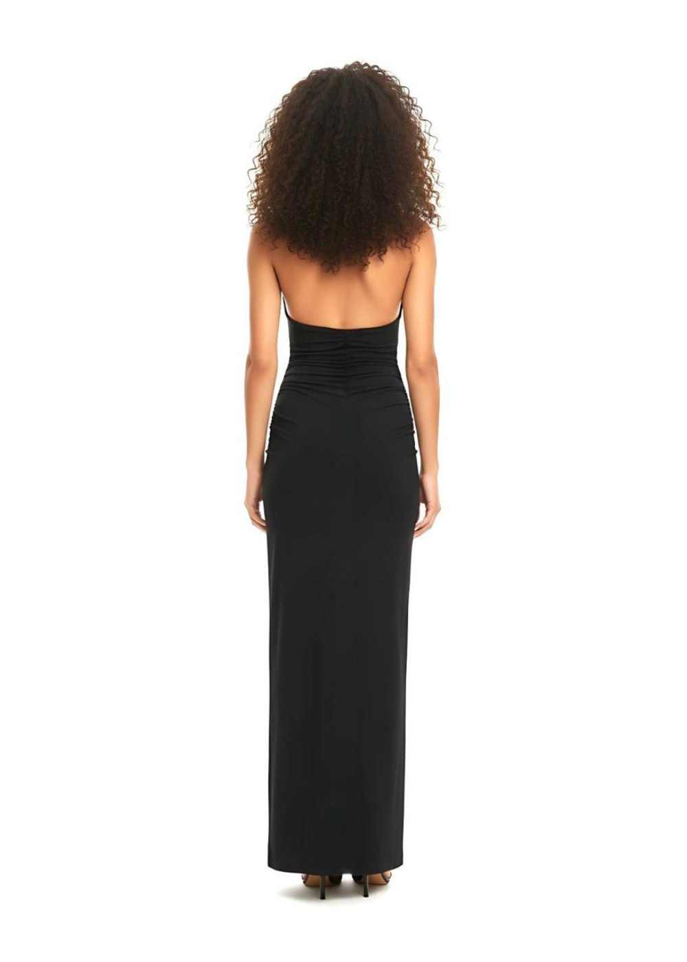 Black Double Layer Slinky Square Neck Maxi Dress