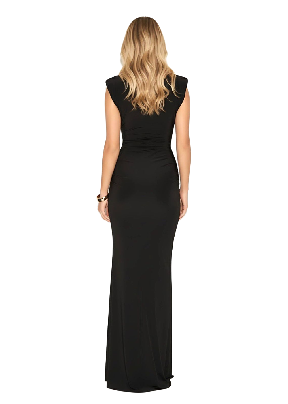 Black Elegant Deep V Slinky Maxi Evening Dress