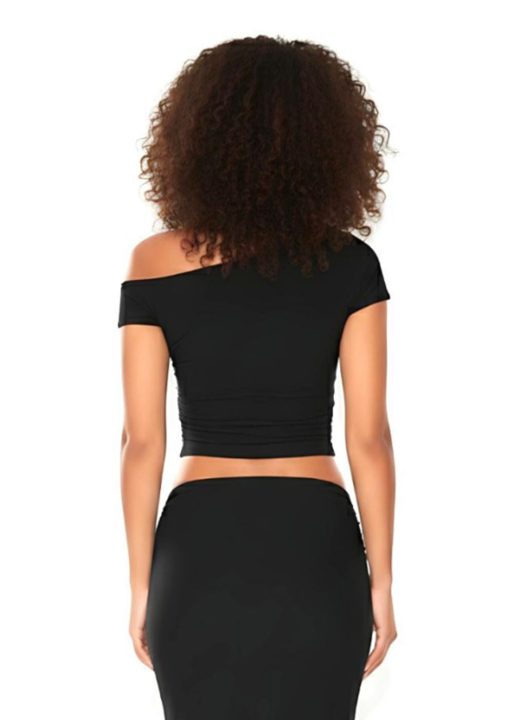 Black Sleeveless Asymmetric Hem Crop Top