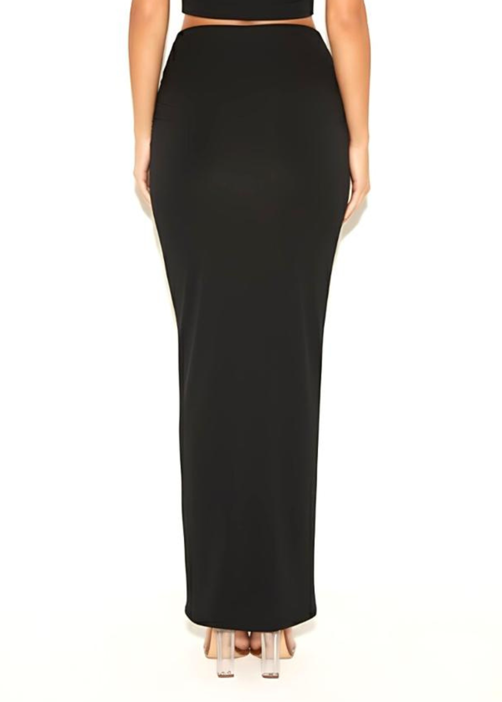 Black Slinky High Waist Slinky Bodycon Maxi Skirt