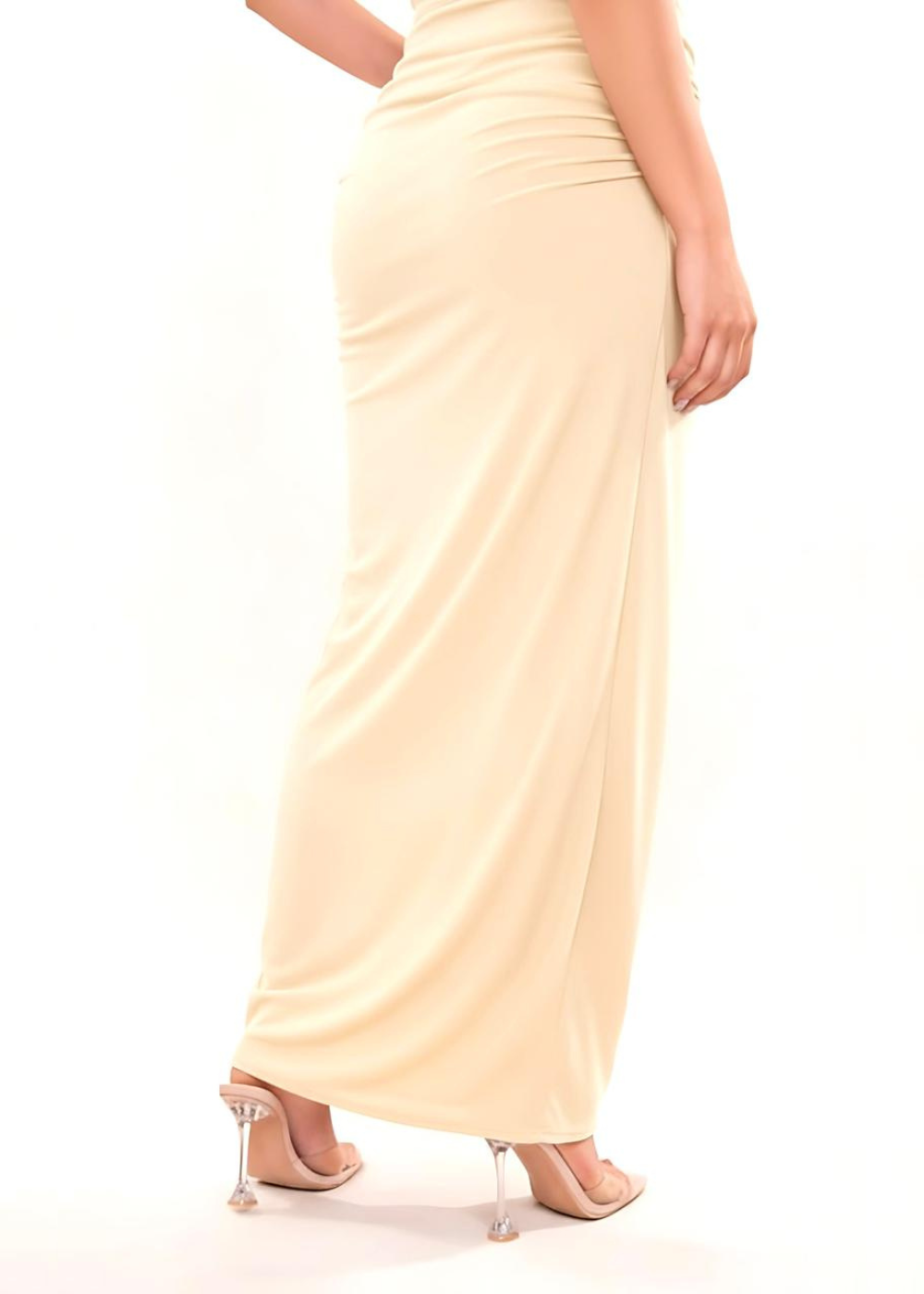 Butter Yellow Slinky High Waist Maxi Skirt