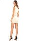 Almond High Neck Evening Out Ruched Mini Dress