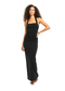 Black Double Layer Slinky Square Neck Maxi Dress