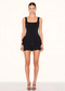 Black Ruffle Layered Square Neck Mini Playsuit