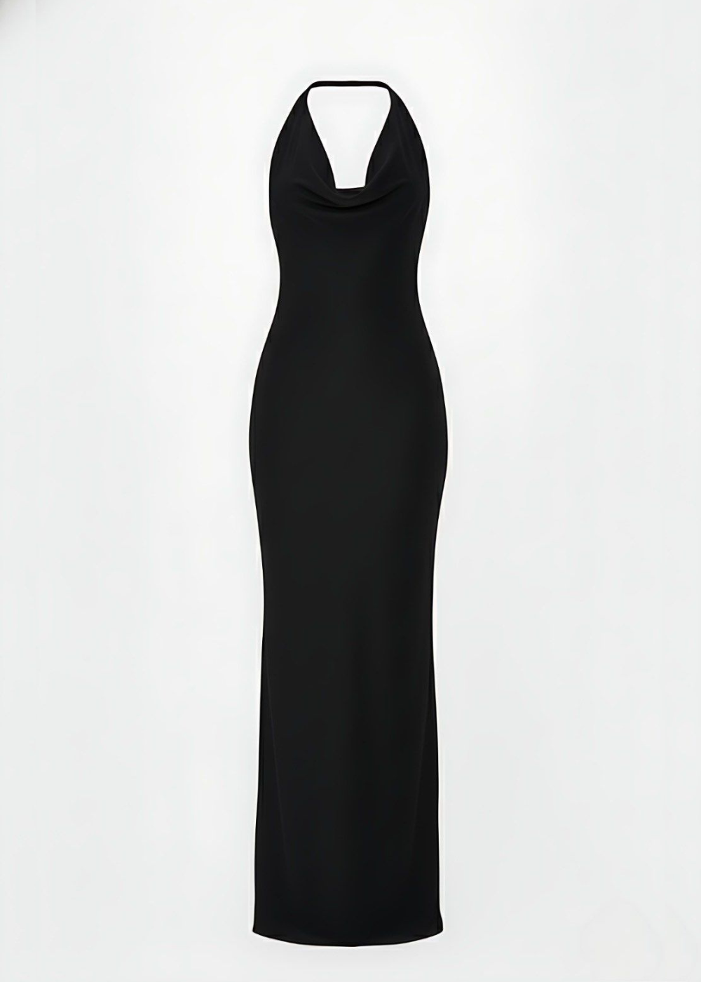 Black Sleek Halter Backless Bodycon Maxi Dress