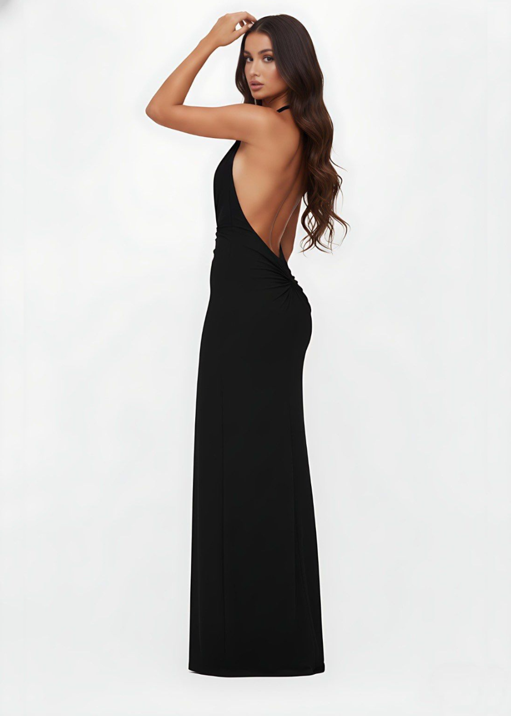 Black Sleek Halter Backless Bodycon Maxi Dress