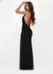 Black Sleek Halter Backless Bodycon Maxi Dress