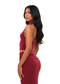 Burgundy Slinky Halter Backless Ruched Crop Top