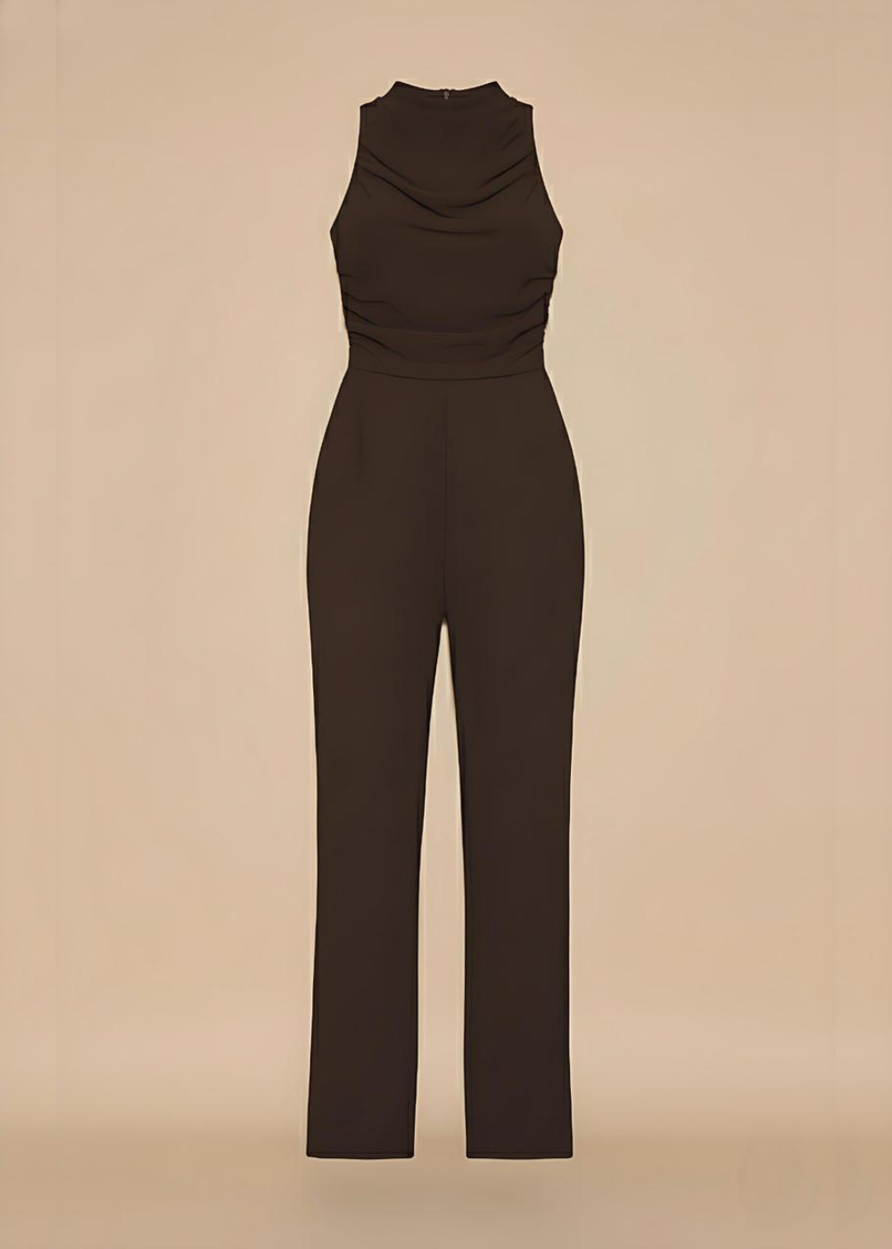 Chocolate Chic High Neck Wide Leg Jumpsuit