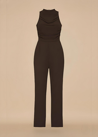 Chocolate Chic High Neck Wide Leg Jumpsuit