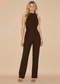 Chocolate Chic High Neck Wide Leg Jumpsuit
