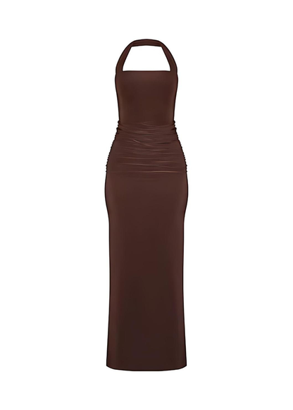 Chocolate Double Slinky Square Neck Maxi Dress