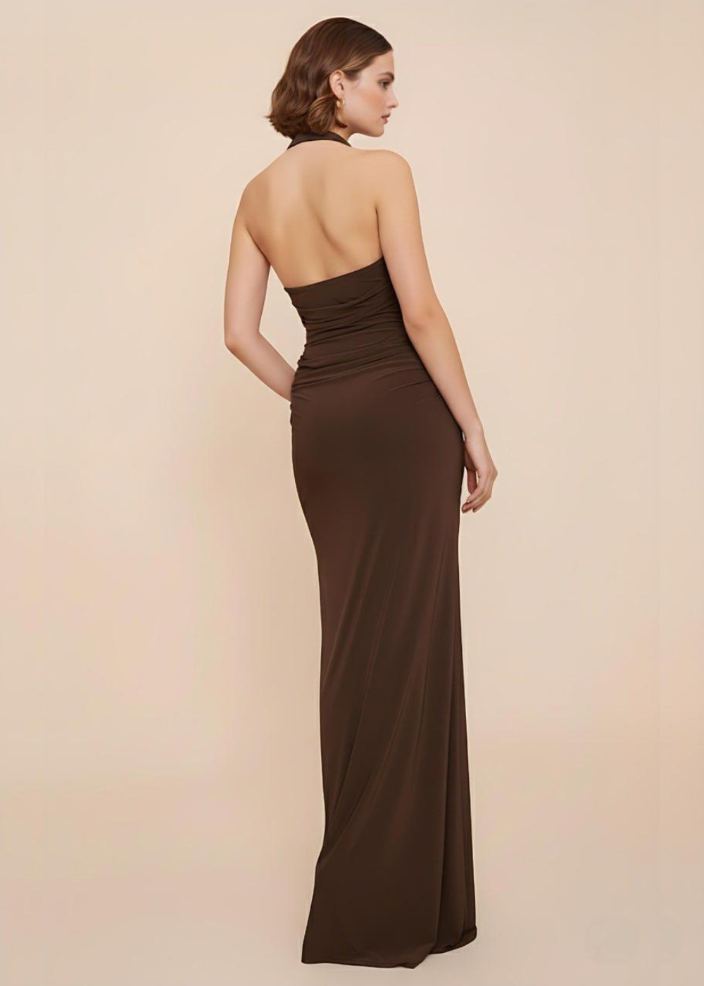 Chocolate Double Slinky Square Neck Maxi Dress