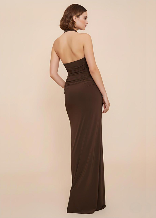 Chocolate Double Slinky Square Neck Maxi Dress
