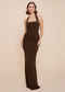 Chocolate Double Slinky Square Neck Maxi Dress