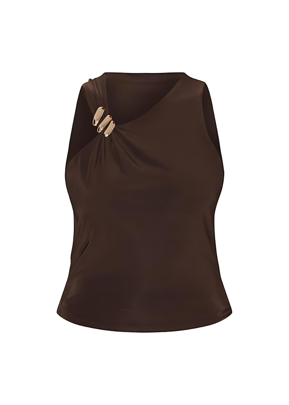 Chocolate Evening Wear Trim Detail Vest Top