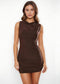 Chocolate High Neck Sleeveless Mini Dress