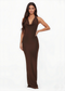 Chocolate Open Low Back Cowl Neck Maxi Dress