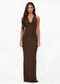 Chocolate Open Low Back Cowl Neck Maxi Dress