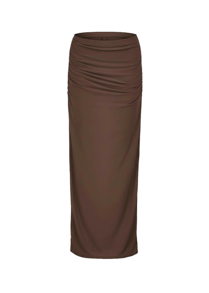 Chocolate Slinky High Waist Slinky Bodycon Maxi Skirt