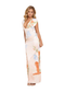 Cream Printed Plunge Neck Sleeveless Maxi Dress