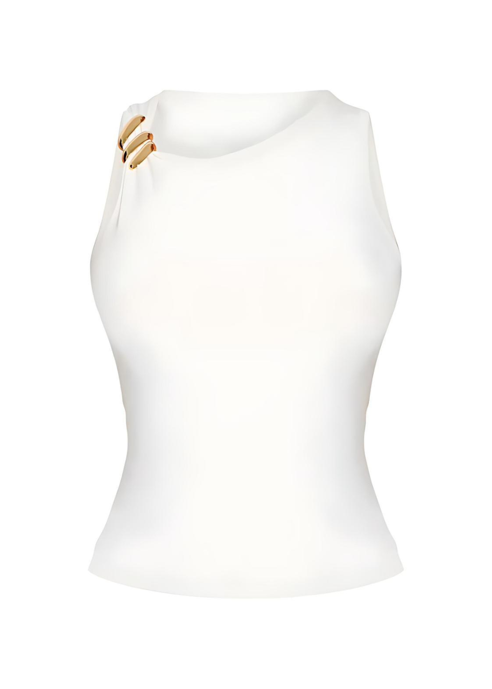 Cream Slinky Trim Detail Long Vest Top