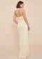 Cream Square Neck Ruched Backless Maxi Dress