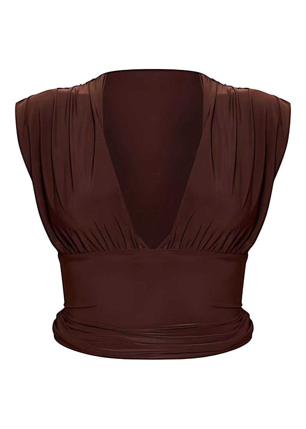 Dark Chocolate Chic Deep V Ruched Crop Top