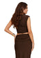Dark Chocolate Chic Deep V Ruched Crop Top