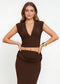 Dark Chocolate Chic Deep V Ruched Crop Top