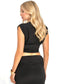 Black Deep V Neck Pleated Crop Blouse