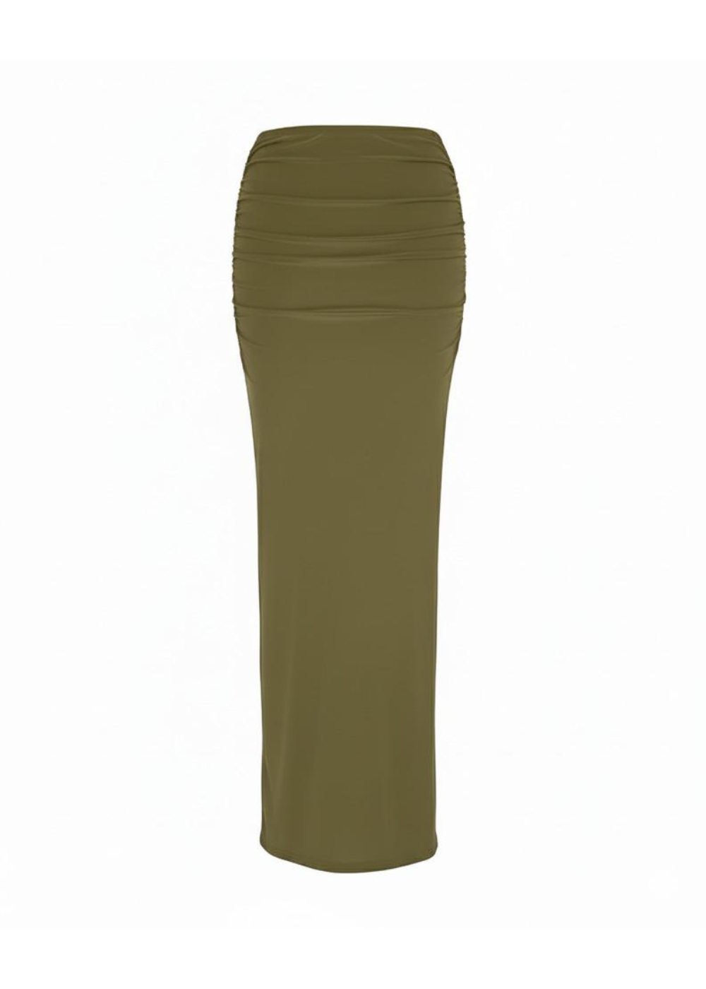 Khaki High Waist Slinky Bodycon Maxi Skirt