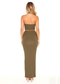 Khaki Ruched Bodycon Slinky Maxi Skirt