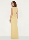 Lemon Chic Ruched Plunge-Neck Slinky Maxi Dress