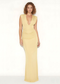 Lemon Chic Ruched Plunge-Neck Slinky Maxi Dress