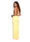 Lemon Plunge Halter Backless Occasion Maxi Dress