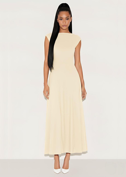 Lemon Soft Slinky Flattering Fit Maxi Dress