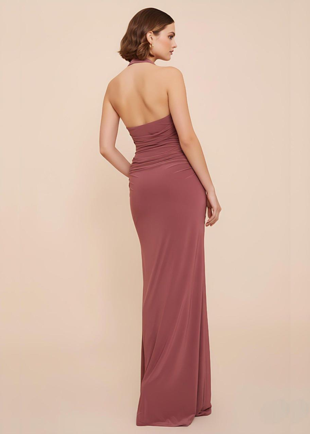 Mauve Drape Detail Square Neck Maxi Dress