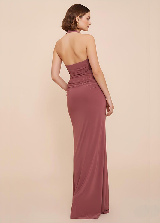 Mauve Drape Detail Square Neck Maxi Dress