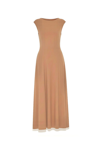 Mushroom Soft Slinky Flattering Fit Maxi Dress
