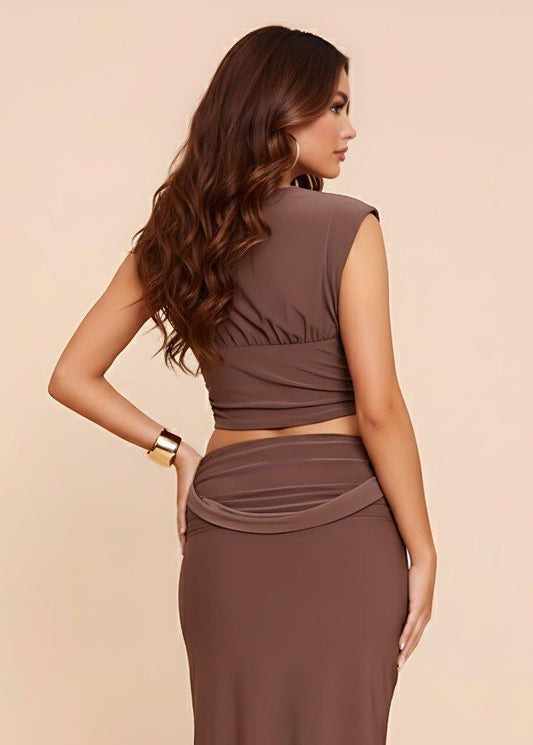 Mushroom Stylish V-Neck Sleeveless Crop Top