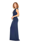 Navy Chic Ruched Plunge-Neck Slinky Maxi Dress