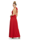 Red Slinky Backless V-Neck Slit Maxi Dress