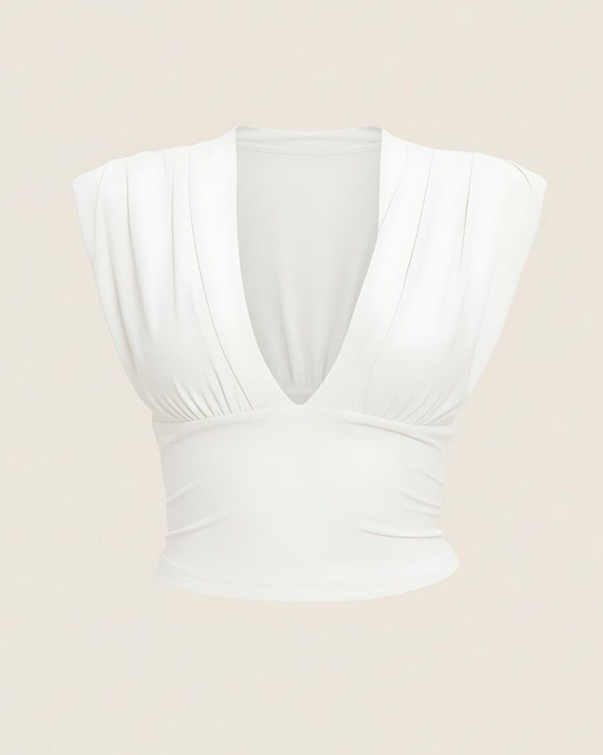 White Plunge Deep V Neck Mini Top