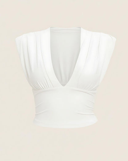White Plunge Deep V Neck Mini Top